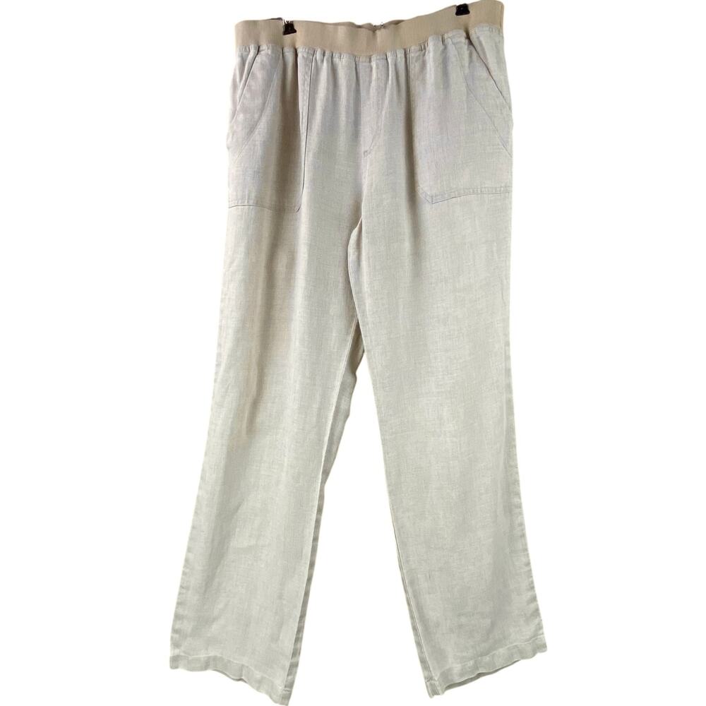 Coldwater Creek 100% Linen Pants Size 12 Tan Summer Beach